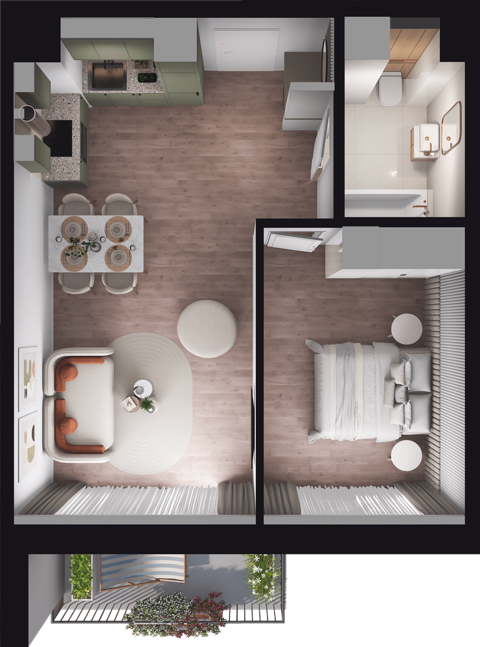 Plan 2 pok. 43m²