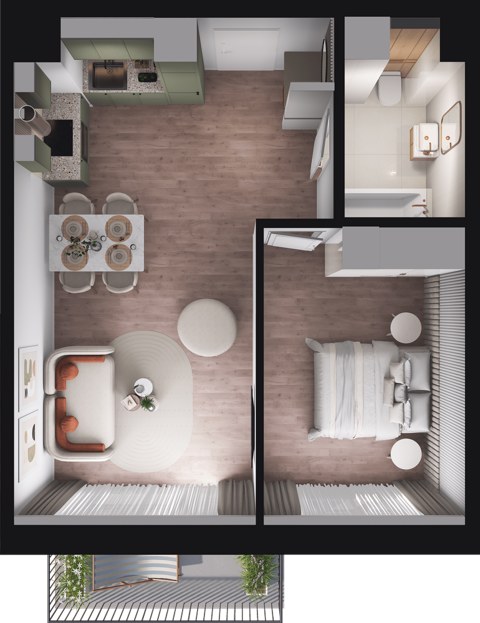 Plan 2 pok. 43m²
