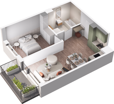 Plan 2 pok. 43m²
