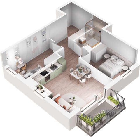 Plan 3 pok. 57m²