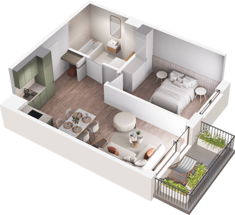 Plan 2 pok. 43m²