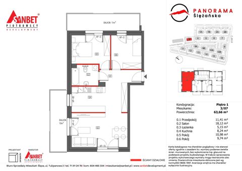 Plan 3 pok. 64m²