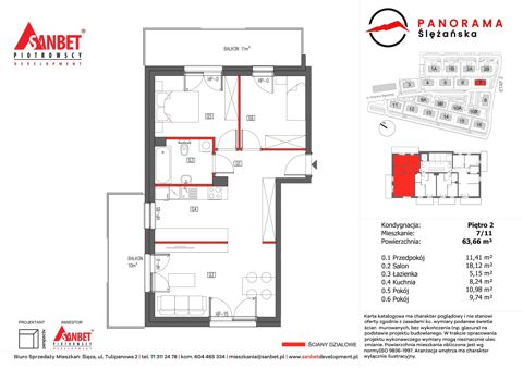 Plan 3 pok. 64m²