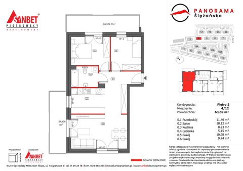Plan 3 pok. 64m²