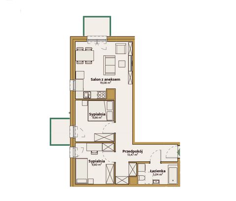 Plan 3 pok. 57m²