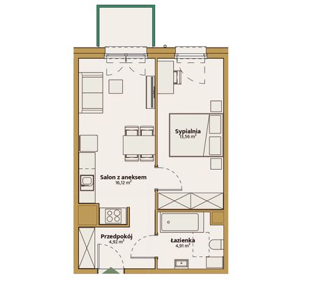 Plan 2 pok. 40m²