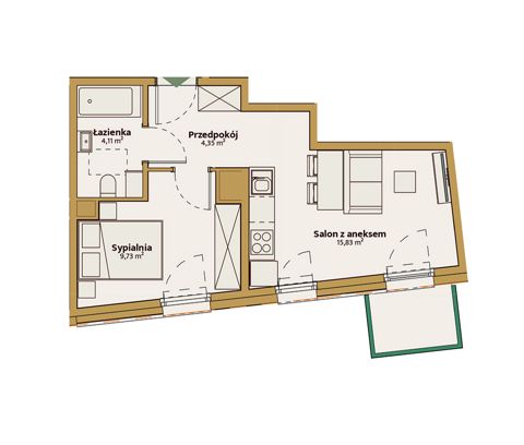 Plan 2 pok. 34m²