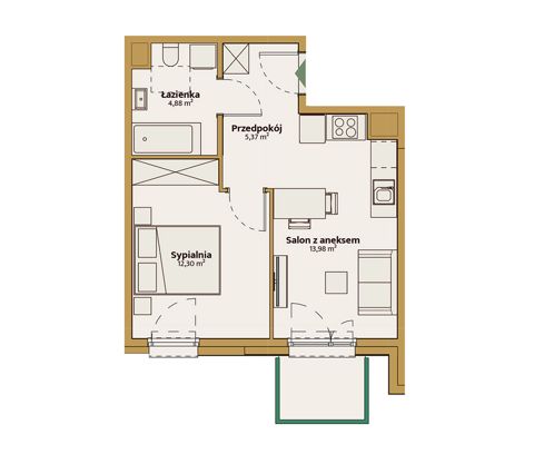 Plan 2 pok. 37m²