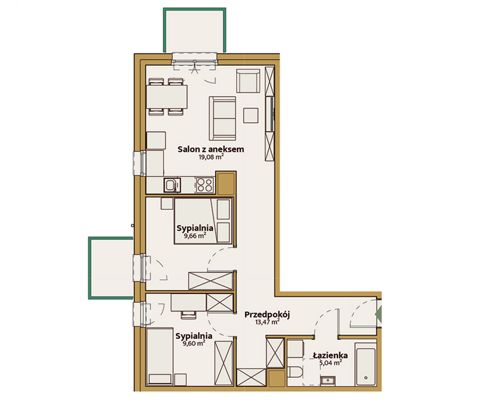 Plan 3 pok. 57m²