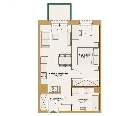 Plan 2 pok. 40m²