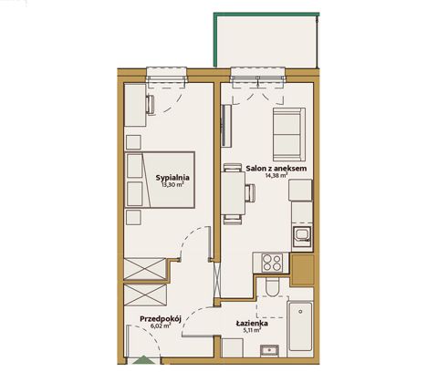 Plan 2 pok. 39m²