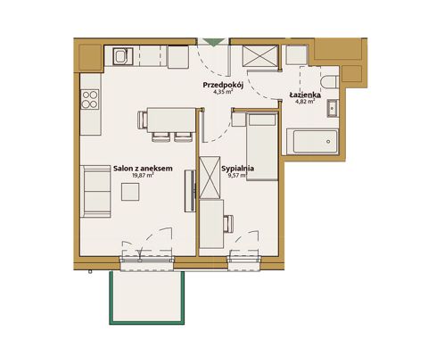 Plan 2 pok. 39m²