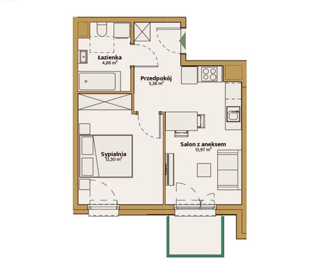Plan 2 pok. 37m²