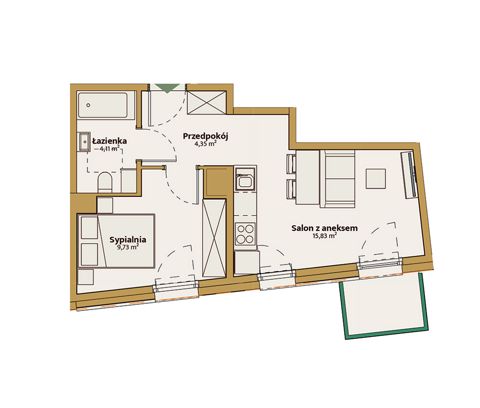 Plan 2 pok. 34m²