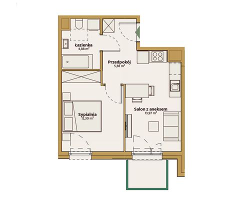 Plan 2 pok. 37m²