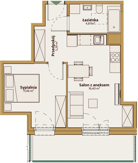 Plan 2 pok. 38m²
