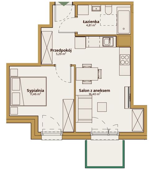 Plan 2 pok. 38m²