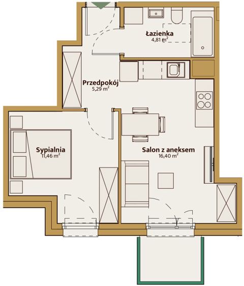 Plan 2 pok. 38m²