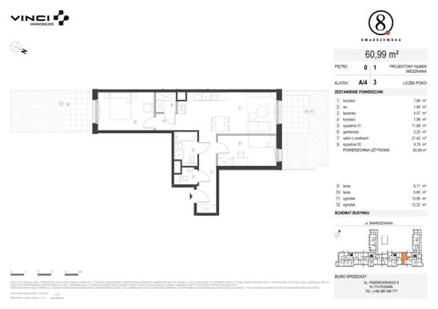 Plan 3 pok. 61m²
