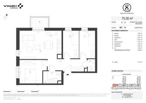 Plan 3 pok. 70m²