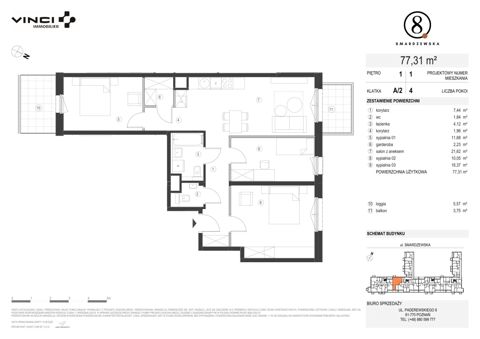 Plan 3 pok. 77m²
