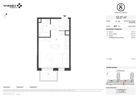 Plan 1 pok. 33m²