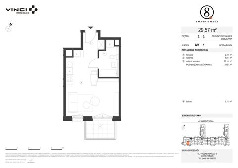 Plan 1 pok. 30m²