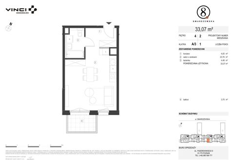 Plan 1 pok. 33m²
