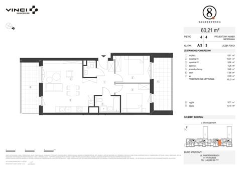 Plan 3 pok. 60m²
