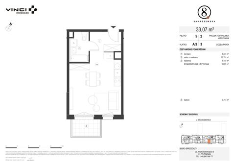 Plan 1 pok. 33m²