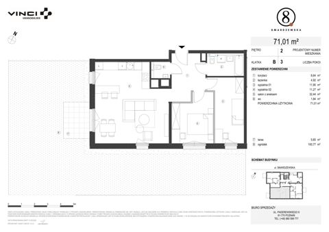 Plan 3 pok. 71m²