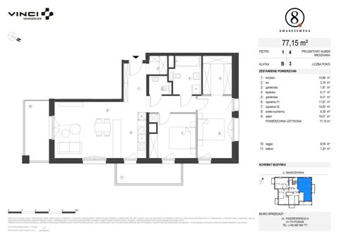 Plan 3 pok. 77m²