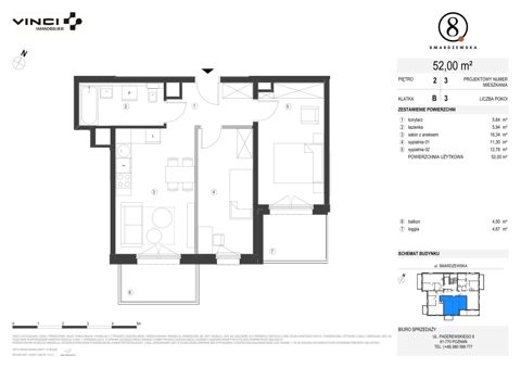 Plan 3 pok. 52m²