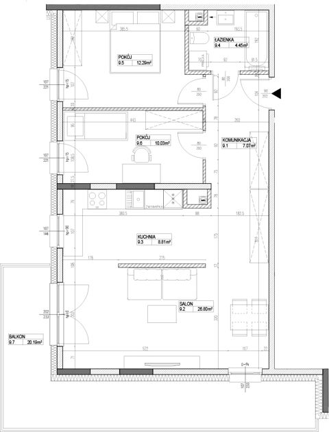 Plan 3 pok. 70m²