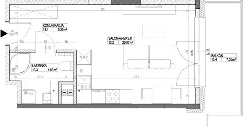 Plan 1 pok. 31m²