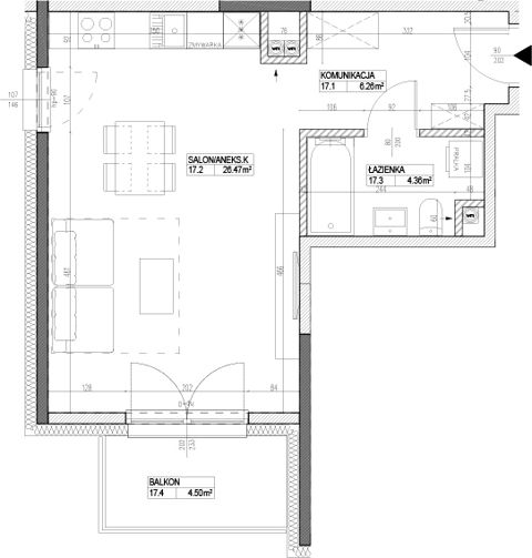 Plan 1 pok. 37m²