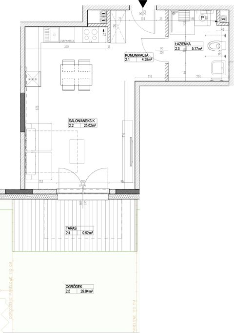 Plan 1 pok. 36m²