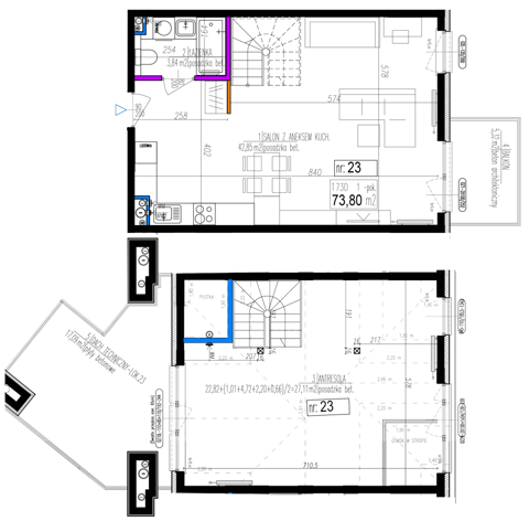 Plan 1 pok. 74m²
