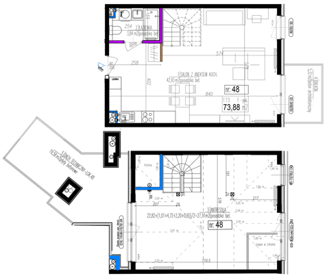 Plan 1 pok. 74m²