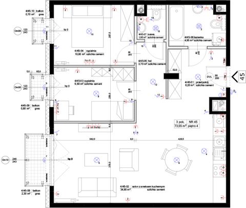 Plan 3 pok. 74m²