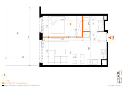 Plan 2 pok. 43m²