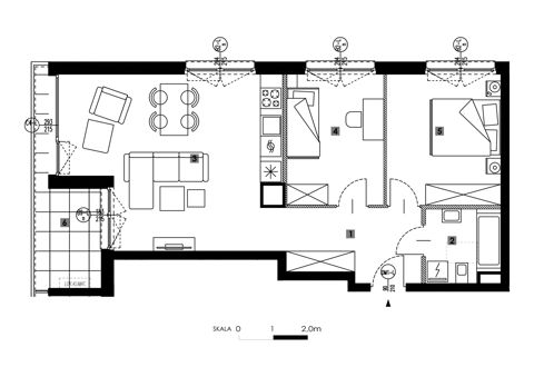 Plan 3 pok. 64m²
